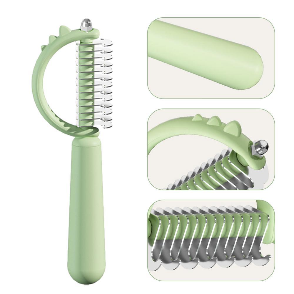 Cat Brush Self Cleaning Slicker Pets Grooming Tool With Cute Dinosaur Shape Double-sided Uses Shedding And Dematting Undercoat
