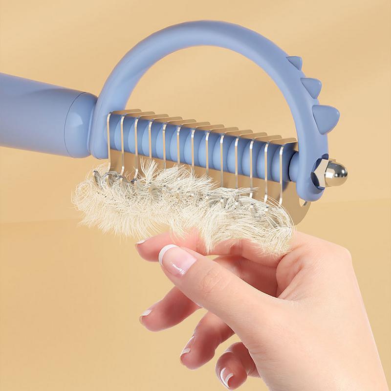 Cat Brush Self Cleaning Slicker Pets Grooming Tool With Cute Dinosaur Shape Double-sided Uses Shedding And Dematting Undercoat
